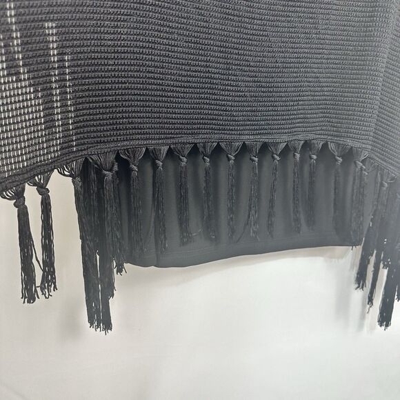JOSEPH RIBKOFF Women Size 6 Knit Top Black Pullover Fringe Hi-Lo  (NWT-$168) - Picture 2 of 4